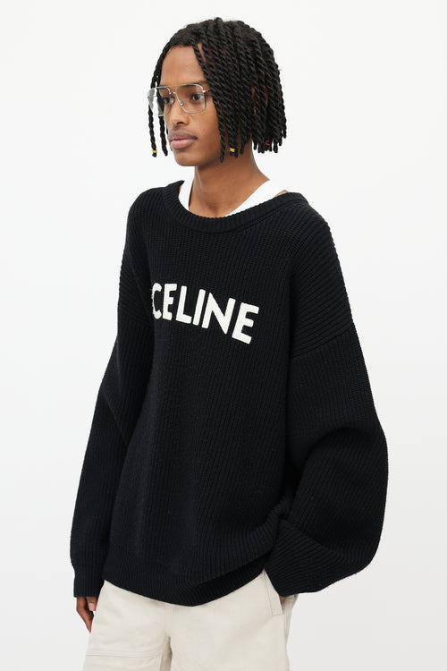 Celine Black Oversized Logo Sweater