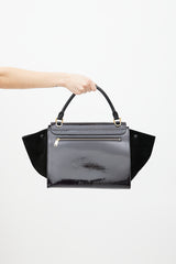 Celine Black Patent & Suede Large Trapeze Shoulder Bag