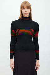 Celine Black & Red Ribbed Turtleneck