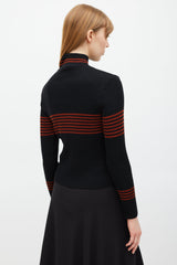 Celine Black & Red Ribbed Turtleneck