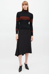 Celine Black & Red Ribbed Turtleneck