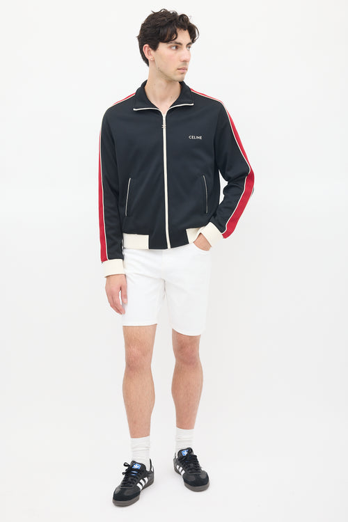 Celine Black & Red Striped Logo Track Jacket