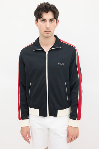 Celine Black & Red Striped Logo Track Jacket