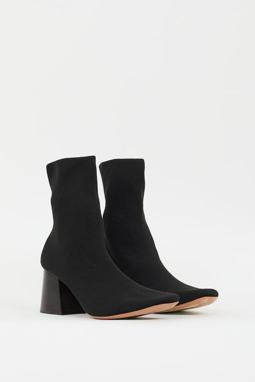 Celine Black Ribbed Sock  Boot