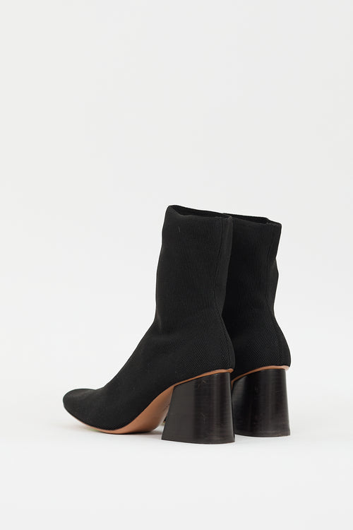 Celine Black Ribbed Sock  Boot