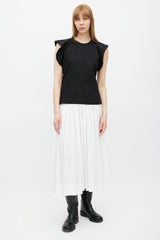 Celine Black Ruffled Button Top