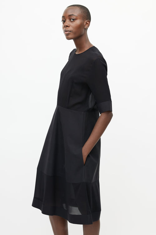 Celine Black Semi Sheer Structured Dress