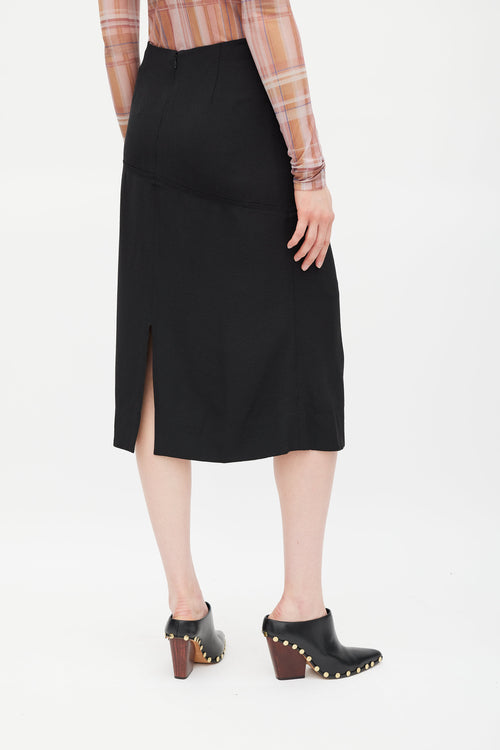 Celine Black Silk Pocket Skirt