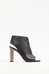 Celine Black & Silver Leather Bam Spartan Bootie