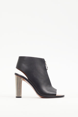 Celine Black & Silver Leather Bam Spartan Bootie