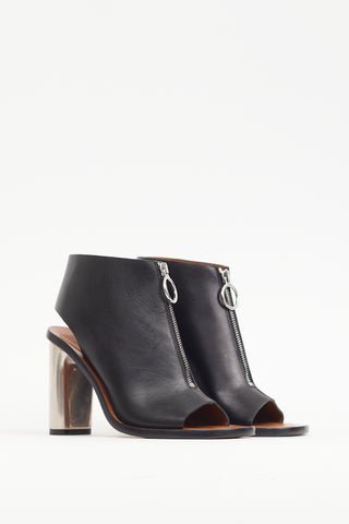 Celine Black & Silver Leather Bam Spartan Bootie