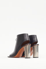Celine Black & Silver Leather Bam Spartan Bootie