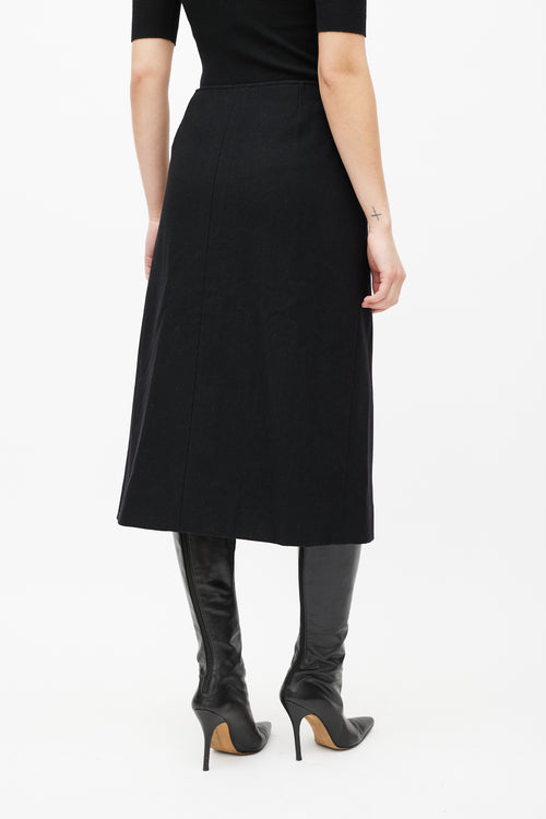 Celine Black & Silver Wool Skirt