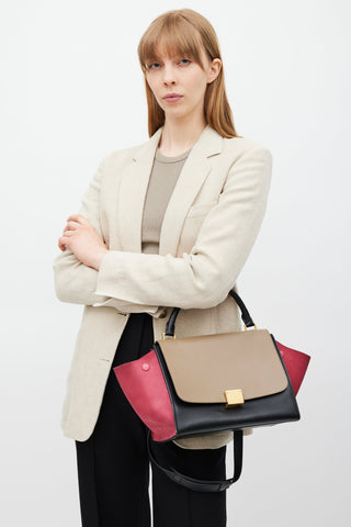 Celine Black & Multicolour Trapeze Leather Bag