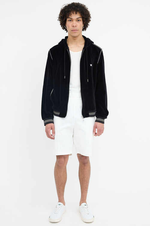 Celine Velour Triomphe Logo Hoodie