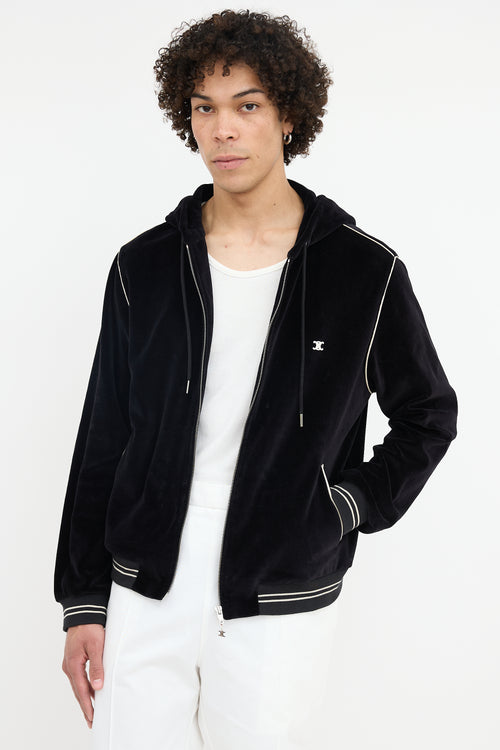 Celine Velour Triomphe Logo Hoodie