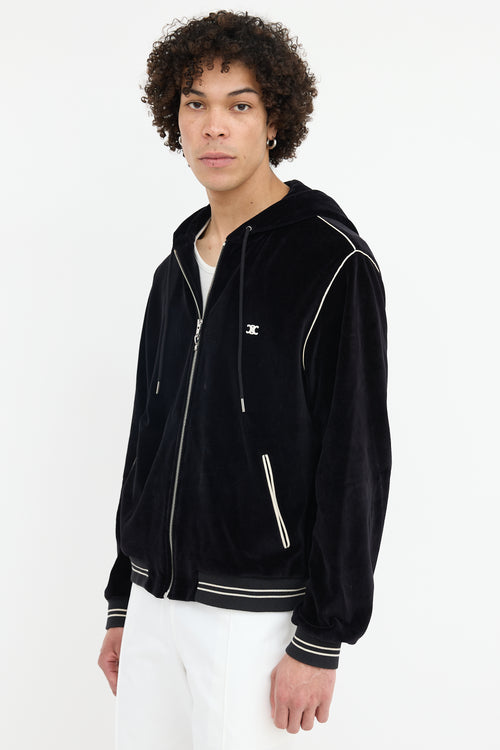 Celine Velour Triomphe Logo Hoodie