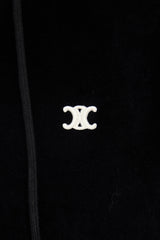 Celine Velour Triomphe Logo Hoodie