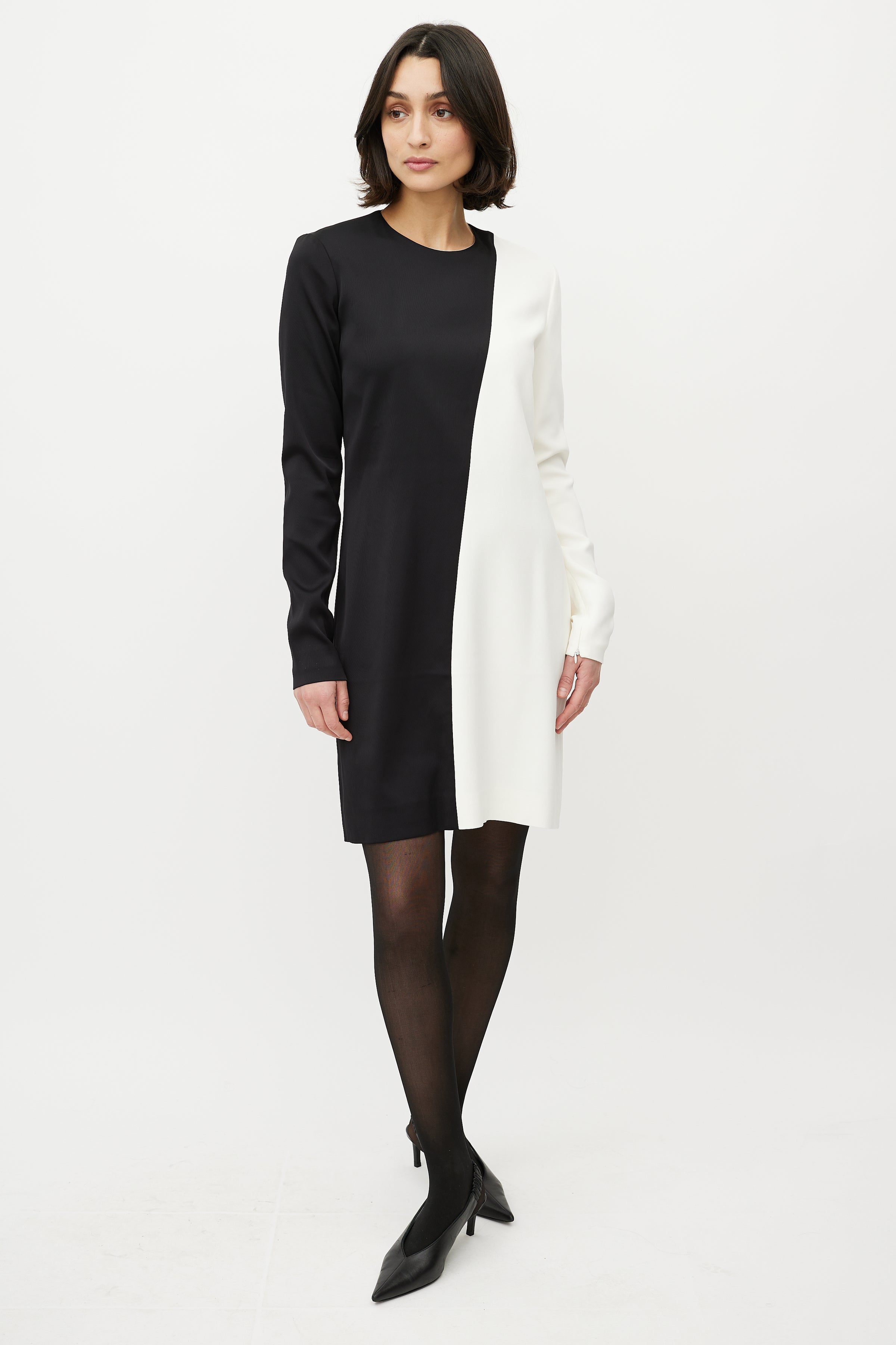 Celine // Black & White Asymmetrical Shift Dress VSP Consignment Celine // Black & White Asymmetrical Shift Dress VSP Consignment