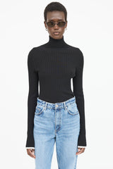Celine Ribbed High Neck Top