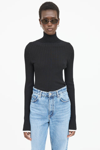 Celine Ribbed High Neck Top