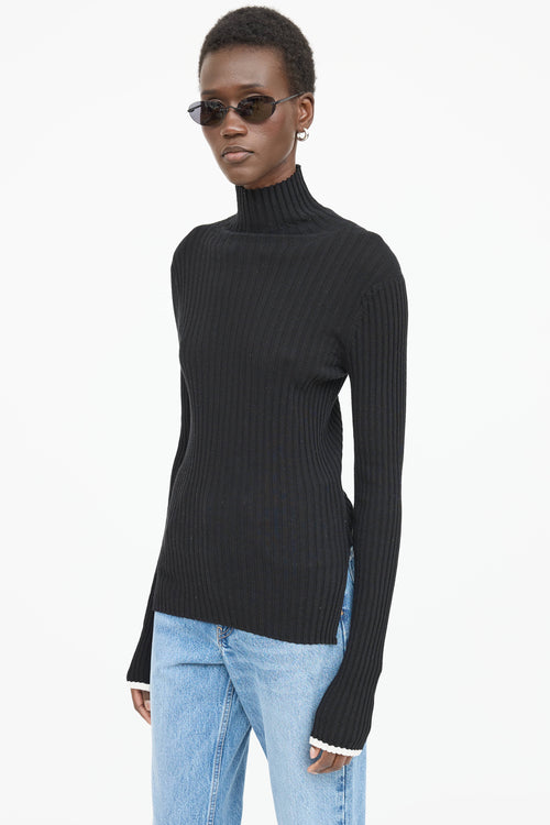 Celine Ribbed High Neck Top