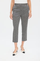 Celine Black & White Silk & Wool Striped Cropped Trouser