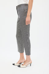 Celine Black & White Silk & Wool Striped Cropped Trouser