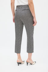 Celine Black & White Silk & Wool Striped Cropped Trouser