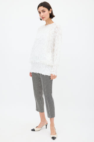 Celine Black & White Silk & Wool Striped Cropped Trouser