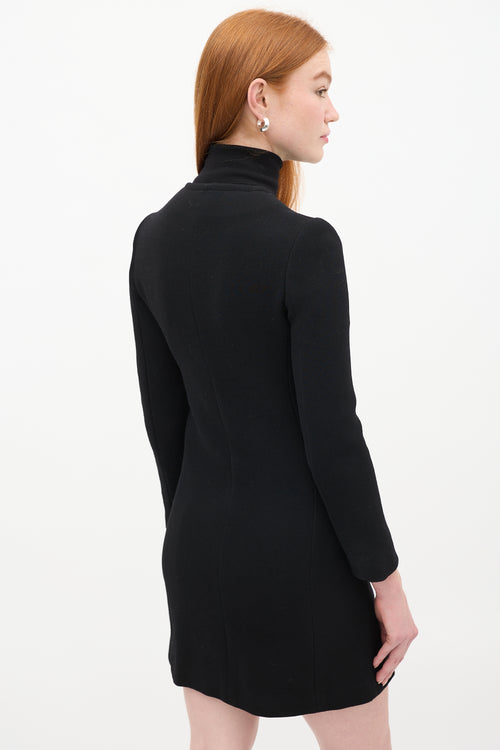 Celine Black Wool Asymmetric Button Up Mid Length Coat