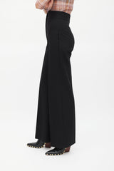 Celine Black Wool Pleated Wide Leg Trouser