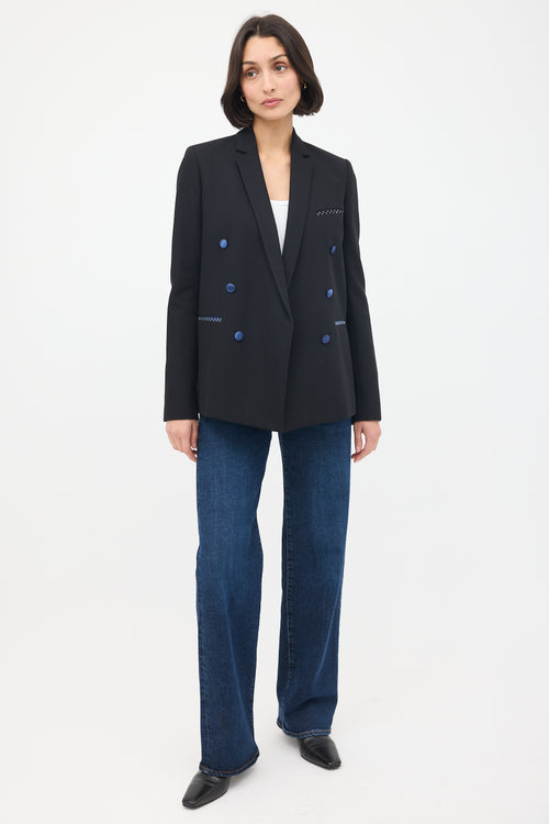 Celine Black Wool & Silk Double Breasted Blazer