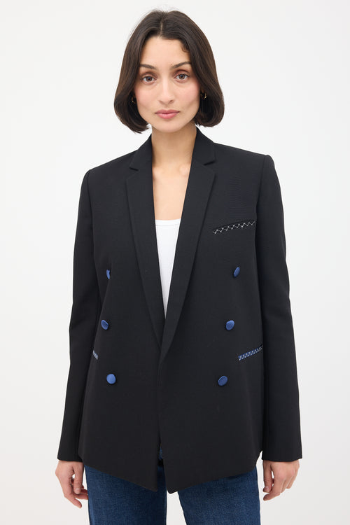 Celine Black Wool & Silk Double Breasted Blazer