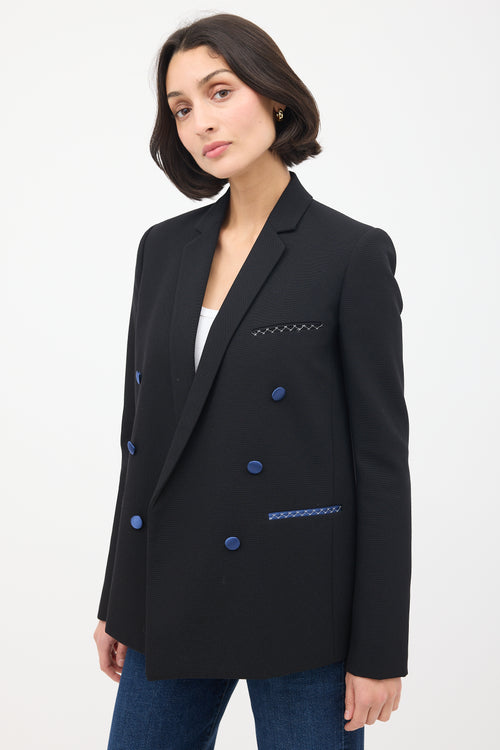 Celine Black Wool & Silk Double Breasted Blazer