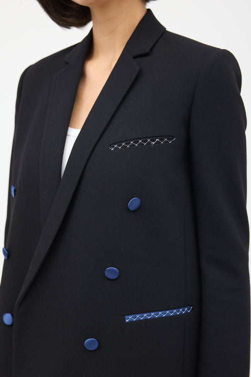 Celine Black Wool & Silk Double Breasted Blazer