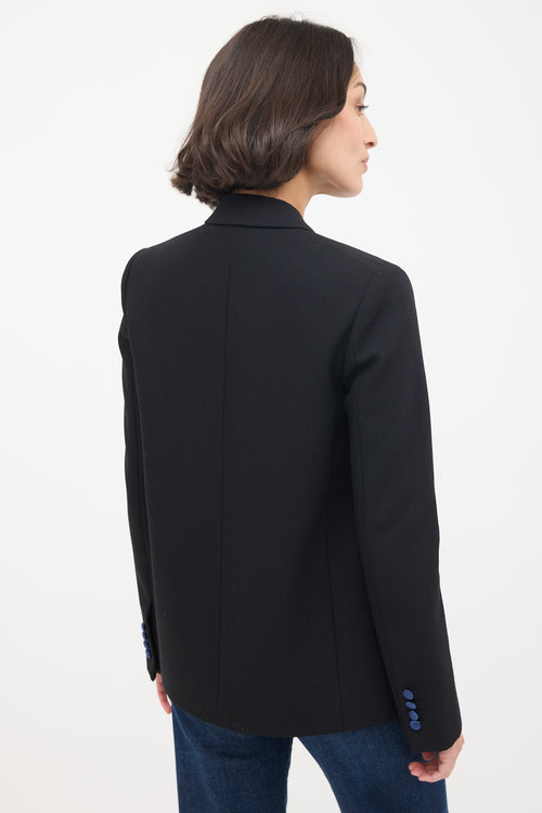 Celine Black Wool & Silk Double Breasted Blazer