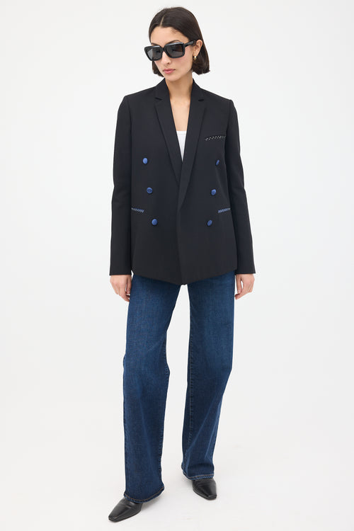 Celine Black Wool & Silk Double Breasted Blazer