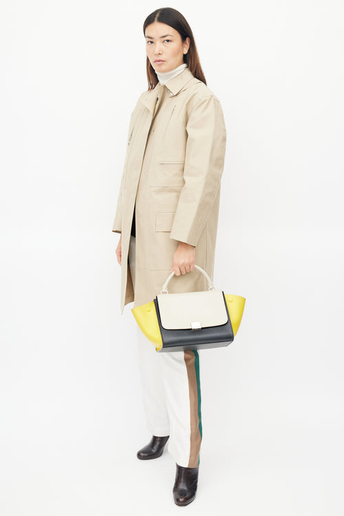 Celine Black & Yellow Leather Medium Trapeze Bag