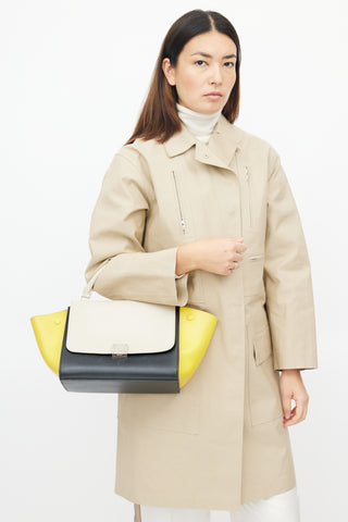 Celine Black & Yellow Leather Medium Trapeze Bag