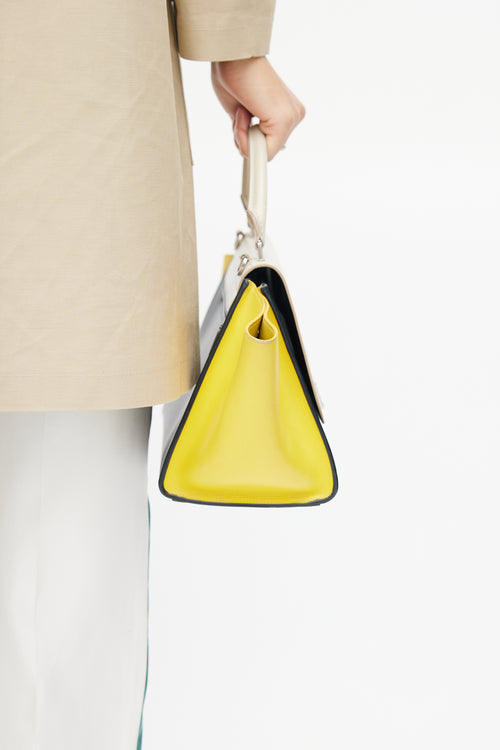 Celine Black & Yellow Leather Medium Trapeze Bag