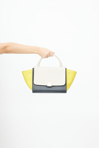 Celine Black & Yellow Leather Medium Trapeze Bag