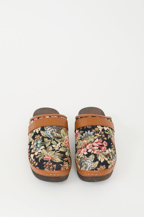 Celine Black & Multi Floral Les Bois Clog