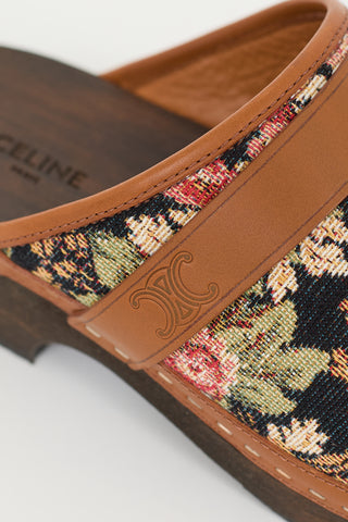 Celine Black & Multi Floral Les Bois Clog