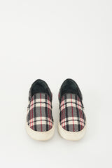 Celine Black & Multi Plaid Slip On Sneaker
