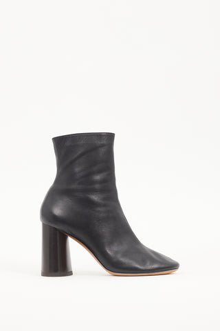 Celine Black Leather Zip Ankle Boot