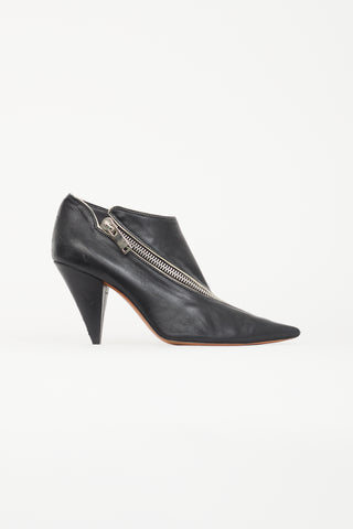 Celine Black Leather Asymmetric Zip Boot