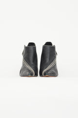 Celine Black Leather Asymmetric Zip Boot