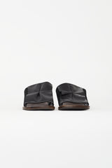 Celine Black Leather & Suede Block Sandal