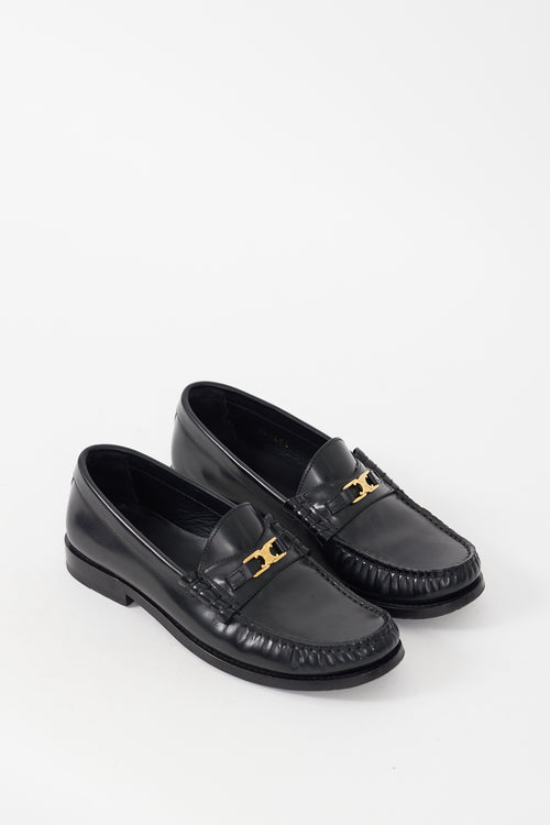 Celine Black & Gold Leather Luco Triomphe Loafer